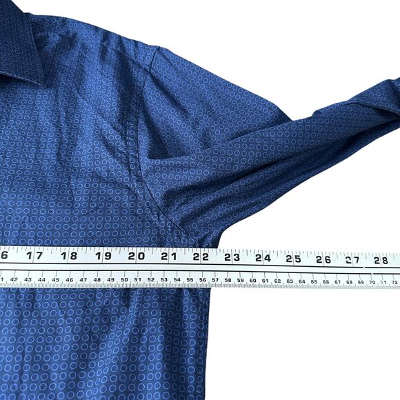 Paul Smith Dress Shirt Men's 15.5 39 Blue Geometric Formal Classic Long Sleeve - Picture 8 of 10